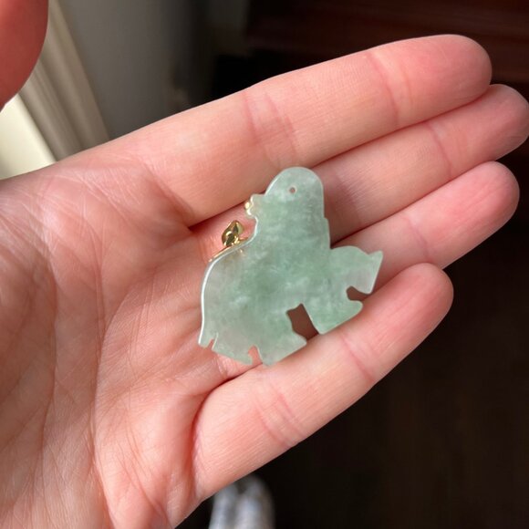 Jade 14K Gold Elephant Pendant for necklace - Picture 3 of 5